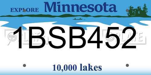 1BSB452 Minnesota License Plate