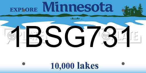 1BSG731 Minnesota License Plate