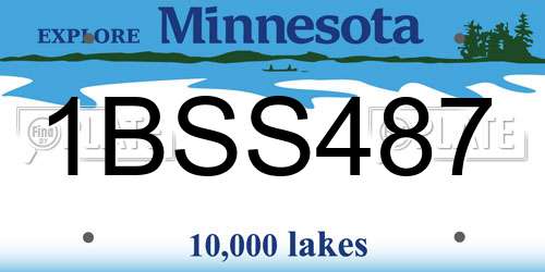 1BSS487 Minnesota License Plate