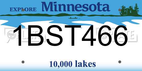 1BST466 Minnesota License Plate