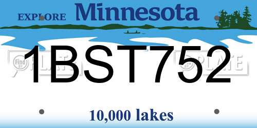1BST752 Minnesota License Plate