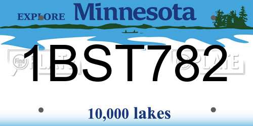 1BST782 Minnesota License Plate