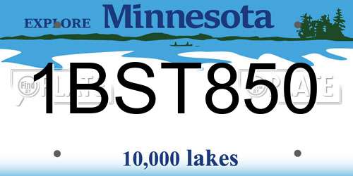 1BST850 Minnesota License Plate