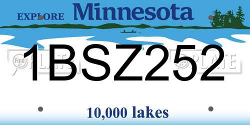 1BSZ252 Minnesota License Plate