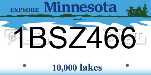 1BSZ466 Minnesota License Plate