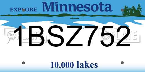 1BSZ752 Minnesota License Plate