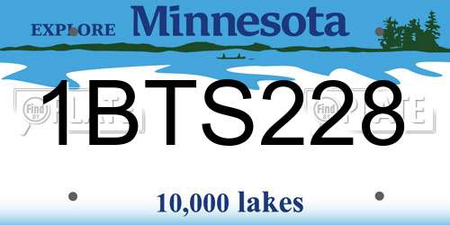 1BTS228 Minnesota License Plate