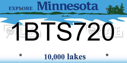 1BTS720 Minnesota License Plate
