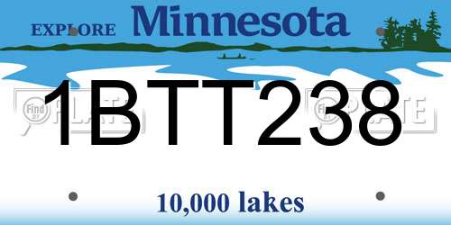 1BTT238 Minnesota License Plate