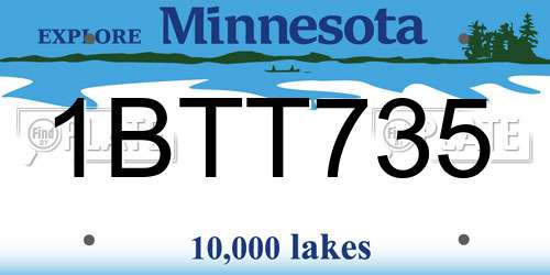 1BTT735 Minnesota License Plate
