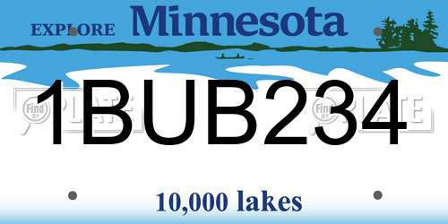 1BUB234 Minnesota License Plate