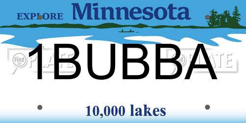 1BUBBA Minnesota License Plate