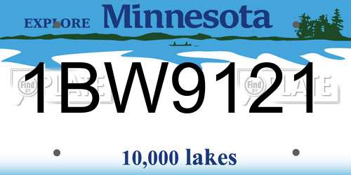 1BW9121 Minnesota License Plate