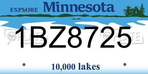 1BZ8725 Minnesota License Plate