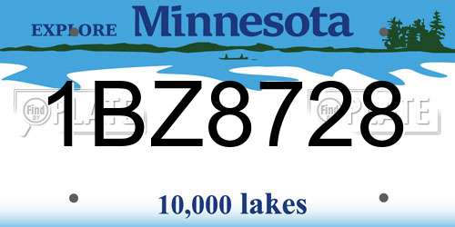 1BZ8728 Minnesota License Plate