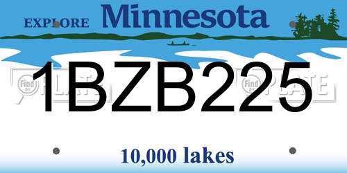 1BZB225 Minnesota License Plate