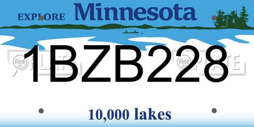 1BZB228 Minnesota License Plate