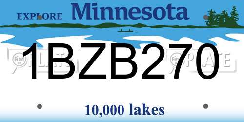 1BZB270 Minnesota License Plate