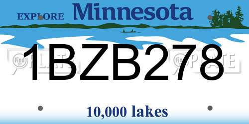 1BZB278 Minnesota License Plate