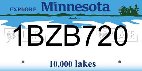 1BZB720 Minnesota License Plate