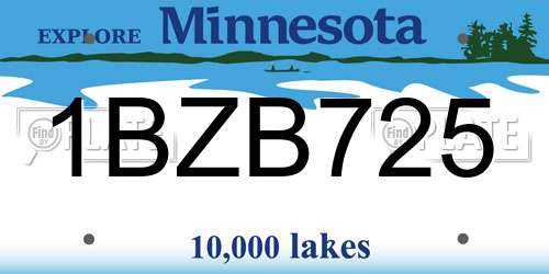 1BZB725 Minnesota License Plate