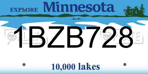 1BZB728 Minnesota License Plate