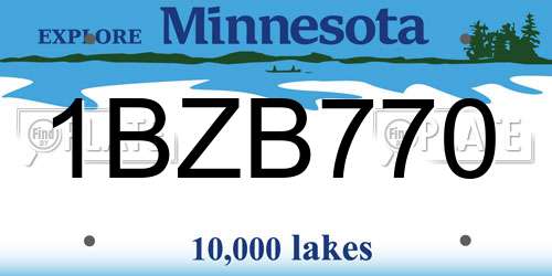 1BZB770 Minnesota License Plate