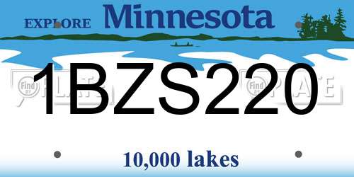 1BZS220 Minnesota License Plate