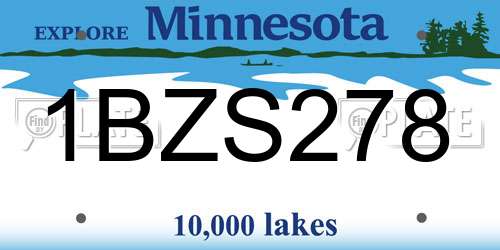 1BZS278 Minnesota License Plate