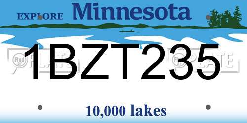 1BZT235 Minnesota License Plate