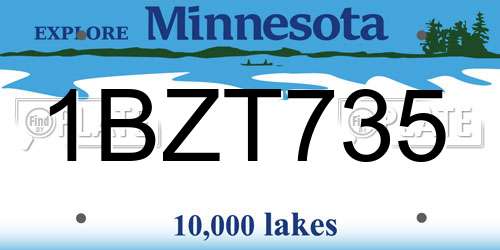 1BZT735 Minnesota License Plate