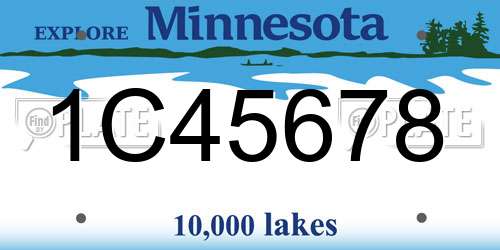 1C45678 Minnesota License Plate