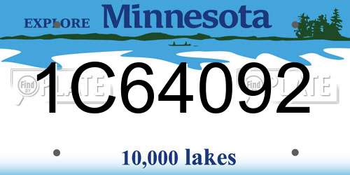 1C64092 Minnesota License Plate
