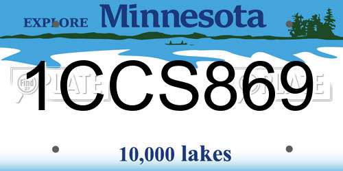 1CCS869 Minnesota License Plate