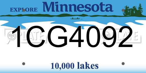 1CG4092 Minnesota License Plate