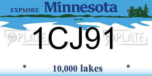 1CJ91 Minnesota License Plate