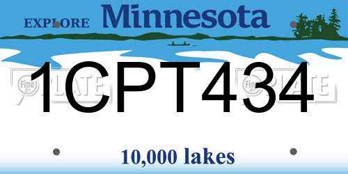 1CPT434 Minnesota License Plate