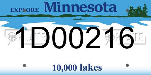 1D00216 Minnesota License Plate