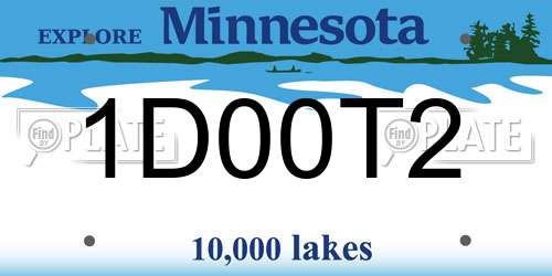 1D00T2 Minnesota License Plate