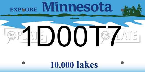 1D00T7 Minnesota License Plate