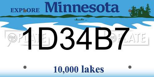 1D34B7 Minnesota License Plate