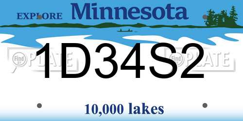 1D34S2 Minnesota License Plate
