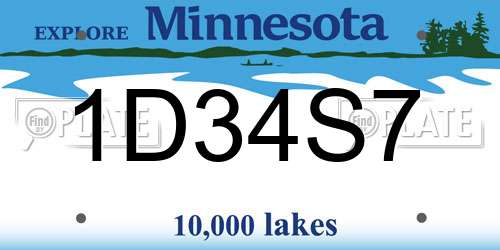1D34S7 Minnesota License Plate
