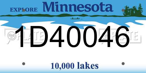 1D40046 Minnesota License Plate