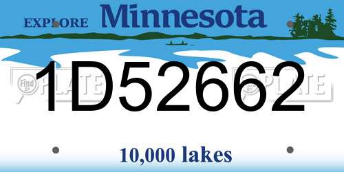 1D52662 Minnesota License Plate