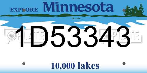 1D53343 Minnesota License Plate