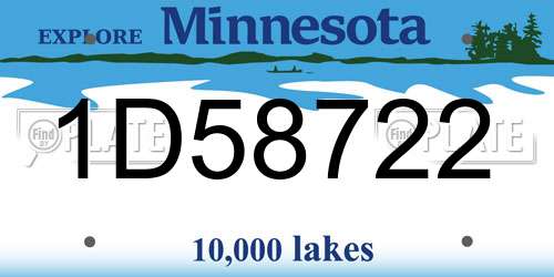 1D58722 Minnesota License Plate