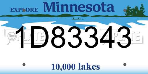 1D83343 Minnesota License Plate