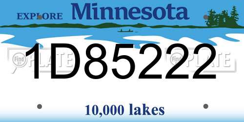 1D85222 Minnesota License Plate