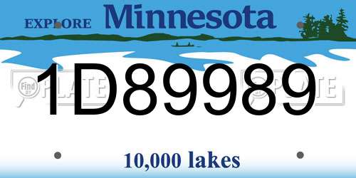 1D89989 Minnesota License Plate